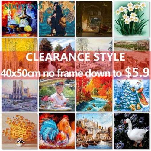 SDOYUNO Clearance style 60x75cm Paint By Numbers DIY Scenery Oil Painting By Numbers On Canvas Frameless Number Painting Decor