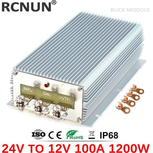 High Power 24V to 12V 85A 100A Step Down DC DC Voltage Converter 24V-12V Buck Module 1200W Car Solar Power Supply CE RoHS