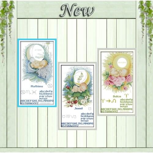 Baby moon flowers angel baby decor painting counted printed on canvas DMC 11CT 14CT Cross Stitch kits embroidery needlework Sets