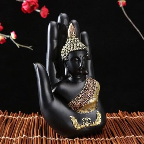 Retro Zen Buddha Statue Creative Palm Buddha Resin Crafts Home Furnishing Company Decoration Office Decoration