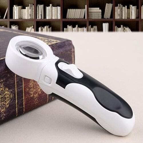 16X 37mm Lens LED Illuminated Handheld Magnifier Loupe for Reading Jewelry appraisal Loupe Magnifying Glass with Handle Lamps