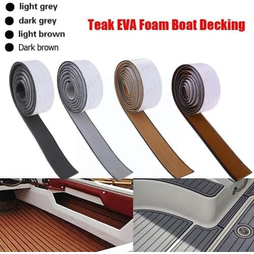 2.4m Self-Adhesive EVA Foam Faux Teak Boat Deck Mat Sheet Decking Yacht Flooring Vehicle Mat Brown Anti Pad Skid Self Adhes S6X3