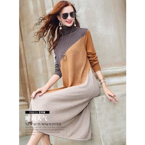 ZUOMAN Wool knitting dress children fall/winter 2020 new turtle neck long sleeve dress MAO knee-length dress