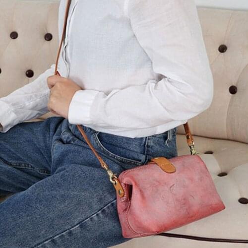 Fashion Handmade Fog Wax Skin Doctor Bag Retro Natural real Leather Ladies Mini Daily Storage cosmetic Shoulder Messenger Bag