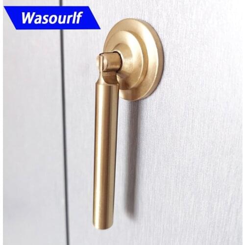 Wasourlf 1 Piece 360 Degree Single Hole Cabinet Wardrobe Handle Accessories Copper Brass Golden Colour Classical Style