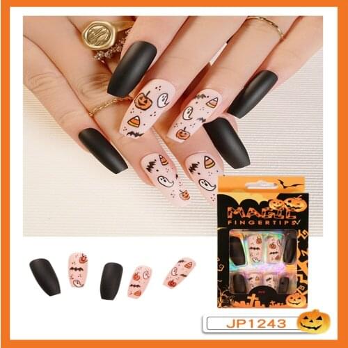 1pcs Halloween Long Wear Manicure Patch Nail Finished Press Nail Fake False Nails Grimace Halloween Wholesale 2021 New Fashion