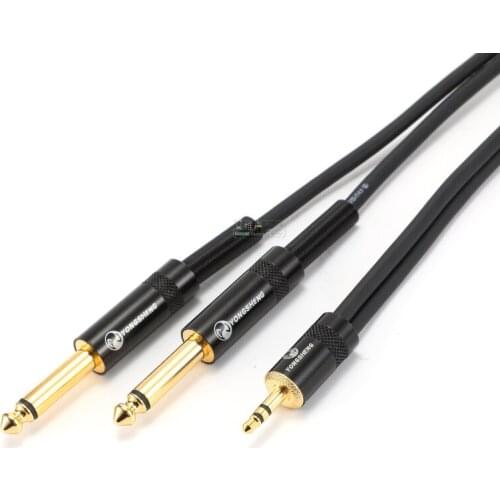 1Pcs Yongsheng gold-plated YS201DBG 6.35 male plug dual-channel to 3.5mm headphone cable mixer front-end cable LR