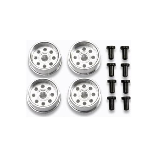 4pcs Tamiya Mini Racer Parts HG Aluminum Large DIA.Narrow Wheels Alloy Silver Large-diameter Wheel Lock-Wheel 95275