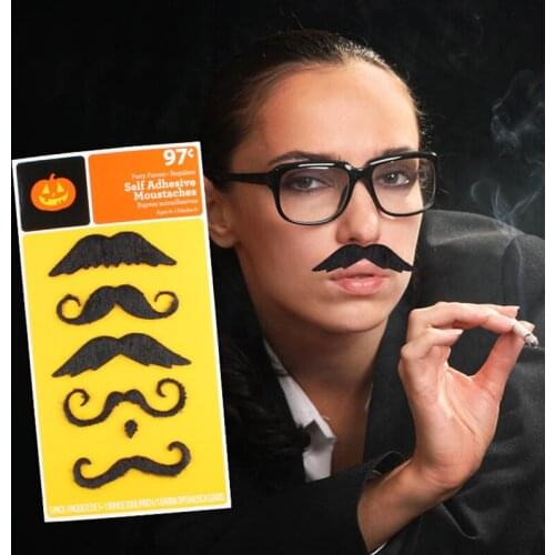 5pcs Halloween Party Supplies Funny Costume Pirate Party Mustache Cosplay Fake Moustache Beard For Kids Adult Halloween Decors