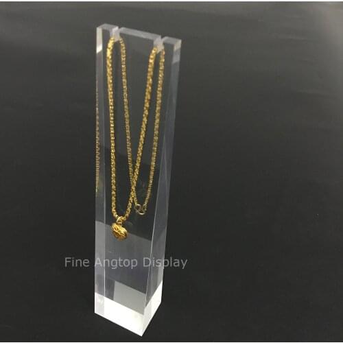 8" Height Clear Acrylic Plexiglass Pendant Necklace Display Stand Chain Link Jewelry Holder Necklace Organizer Rack Window Show