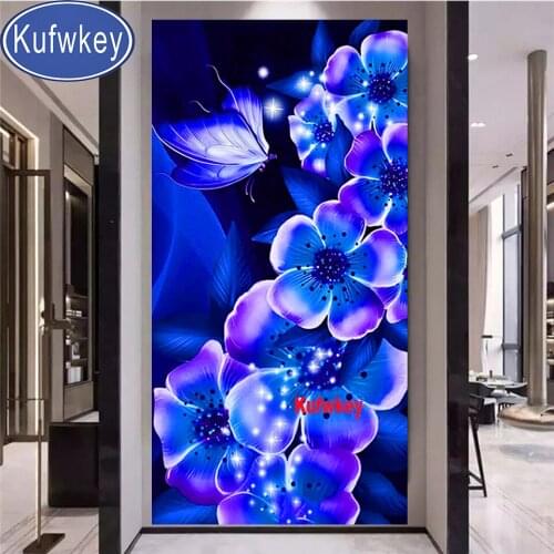 New 5D Full Round Diamond Painting Blue Orchid, Flwoers Sticker Diamond diy Embroidery Home Decoration Mosaic Diamond Set