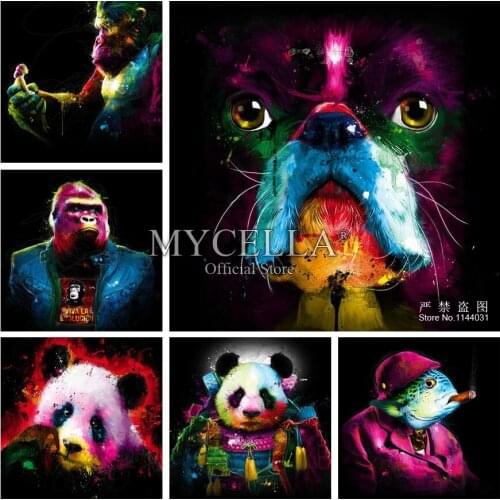 Animals 5D DIY Diamond Painting Cross Stitch Watercolor Full Round Rhinestone Mosaic Diamond Embroidery Crafts Gift Home Decor