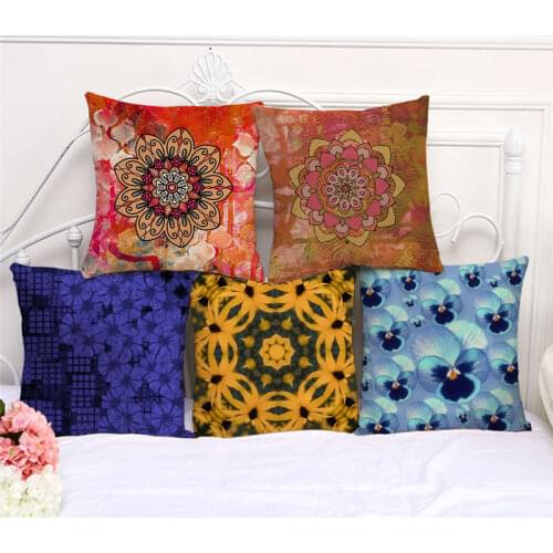Throw Pillow Cases Bohemian Aztec Mandala Pattern Cushion Cover 45x45 Home Living Room Decoration Linen/Cotton Pillowcover Decor
