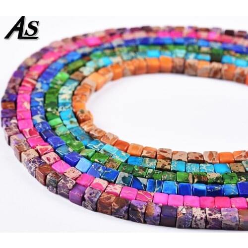 Asingeloo 4*4mm Aquar Emperor Natural Stone Beads DIY Men and Women Bracelet Necklace Ear Stud Accessories Make