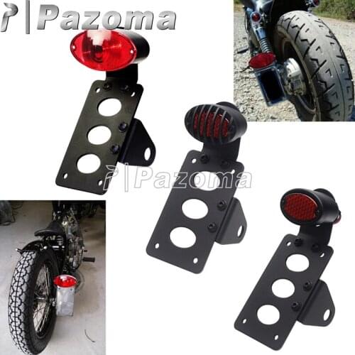 Cateye Lucas Universal LED Tail Brake Light License Plate Lamp Registration Number Plate Bracket Grill Taillights Black Chrome