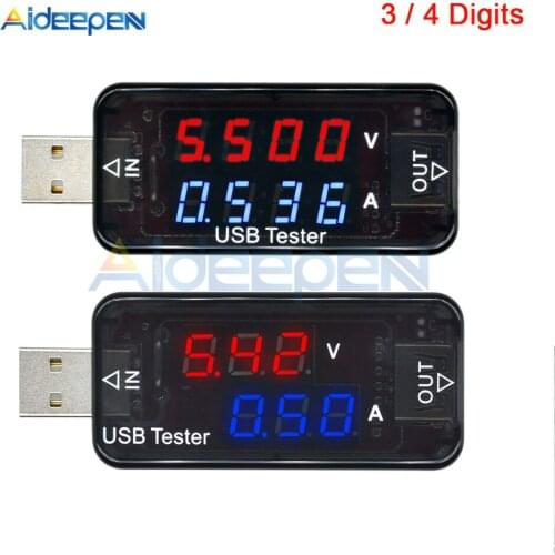 Digital USB Current Voltage Charging Detector 3/4 Digits Mobile Power Current Voltmeter Ammeter Voltage Charger Tester