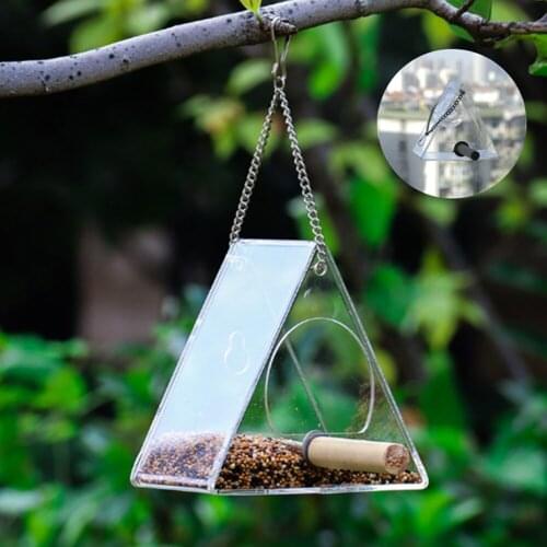 Home Pet Bird Bird Feeder Triangle Hanging Transparent Waterproof Feeder Geometry Indoor Decoration Bird Feeder
