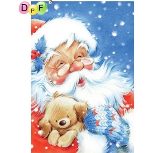 DPF diamond embroidery Santa Claus and puppy diamond painting cross stitch needlework diamond mosaic kit full square home decor