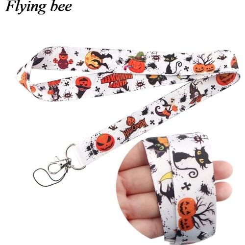 Flyingbee Halloween Keychain Cartoon Cute Phone Lanyard Women Fashion Strap Neck Lanyards for ID Card Phone Keys X0651
