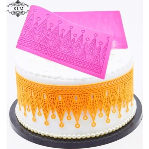 KLM Lace Jewelry Wedding Cake Silicone Beautiful Lace Fondant Mold Mousse Sugar Craft Frosting Cushion Pad Pastry Baking Mat Too