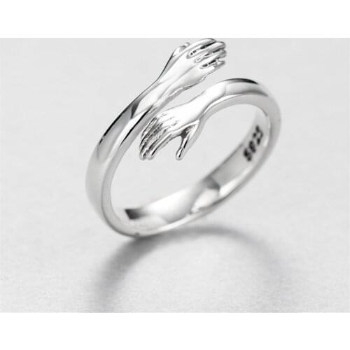 Real 925 Sterling Silver Hand Rings For Wome Vintage Open Rings Statement Finger Jewelry Bohemian