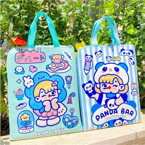 Bear 13 13.3 inch Mac Ipad Case Holder Large Capacity Ipad Computer Case Cute Korea PU File Bag Girls A4 Handbag Laptop Bags