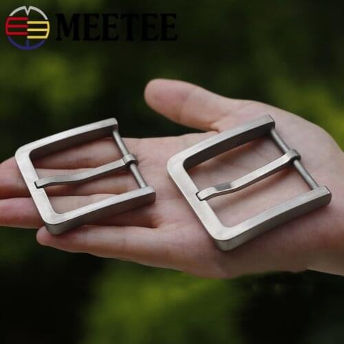 Meetee Solid Pure Titanium Pin Belt Buckles Harmless To Skin for Men Jeans Clothing Accessories Leather Craft Width 37/39mm