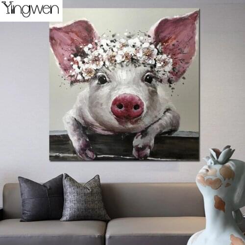 5D Diamond Painting Kits Nordic Pink Animal Cute Pig Full Diamond Embroidery Mosaic DIY Crafts Lovers For Kids Gifts Home Decor