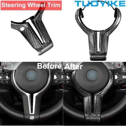 Car NEW Carbon Fiber Steering Wheel Trim Cover Sticker For BMW M Sport Version M2 M3 F80 M4 F82 M5 F10 M6 F06 F15 F16 X5M X6M