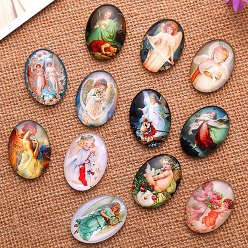 18x25mm Cartoo Girl Oval Glass Cabochon Dome Jewelry Finding Fashion Summer Cameo Pendant Settings 20pcs/lot K04797