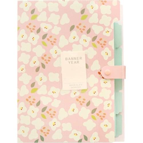 Floral Printed Accordion Document File Folder Expanding Letter Organizer (Pink)