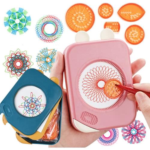 Spirograph Drawing Toys Storage Set Interlocking Gears Wheels Painting Drawing Ruler Paper Pens Creative Educational Toy for Kid