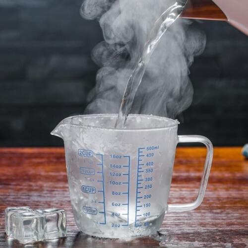 250ml500ml milk cup high borosilicate glass measuring cup with scale band cover can be directly heated