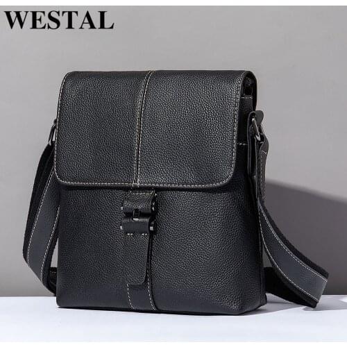 WESTAL Bag men leather Mens Shoulder bag Mens leather bag Business Crossbody Bag for Men Messenger Bag Fashion Mens Side Bag