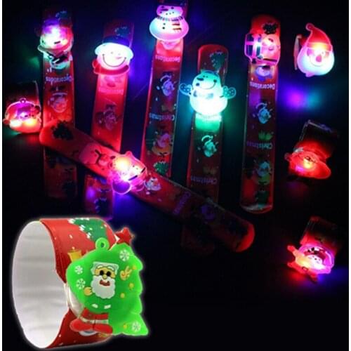 LED Christmas Bracelet kid Toy Christmas Gifts Luminous Pats Led Flash Pat Ring Bracelets Santa Claus Wrist Band Childrens Toys