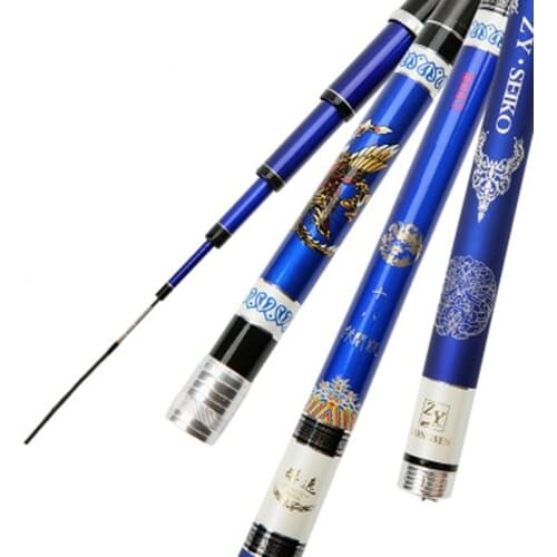 Blue Carbon Fiber Telescopic Fishing Rod Ultralight Portable Taiwan Rod Carp Long Shot Hand Rod 3.6m-7.2m
