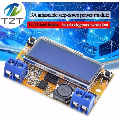 TZT Dual Display DC-DC 5-23V To 0-16.5V 3A Max Step Down Power Supply Buck Converter Adjustable LCD Step-down Voltage Regulator
