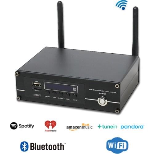 2.0 Audio WiFI Amplifier Bluetooth 5.0 Receiver Mini Hi-Fi Digital 60W+60W Power Amplifiers Sound Converter with Remote Control