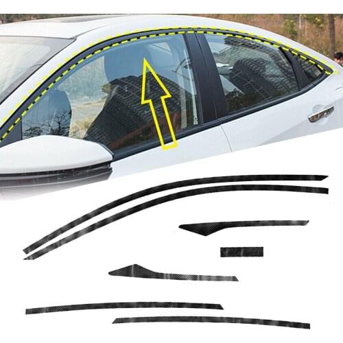 6pcs/Set Side Window Decal Trim Carbon Fiber Style Vinyl Fit for Honda Civic Sedan 2016 2017 2018 2019 2020 2021