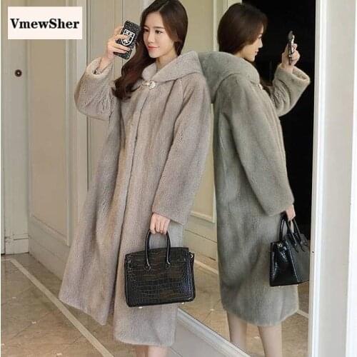 VmewSher Fur Coats With Collar