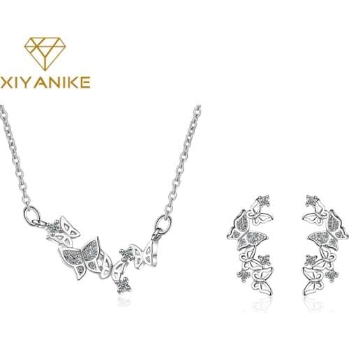 XIYANIKE 925 Sterling Silver Shining Butterfly Jewelry Sets For Women Romantic Temperament Party Accessories Customized VE+VN