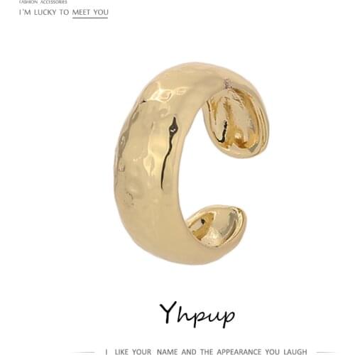 Yhpup Vintage Design Round Metal Ring Trendy Dumb Gold Wedding Jewelry for Women Statement Ring Anniversary Party Gift кольцо