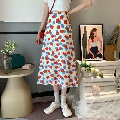 High-Waisted Skirt Harajuku Skirts Womens 2021 Petticoat Boho Long Skirts For Women Floral Slim Womens Clothes Korean Fashion
