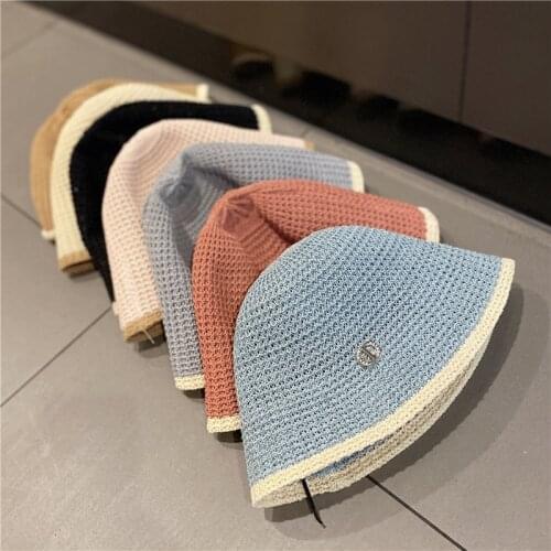 Lady Korean Summer Hollowed-out Woven Fishermans Hat Is A Versatile, Small Self-closing Hat And Bucket Hat