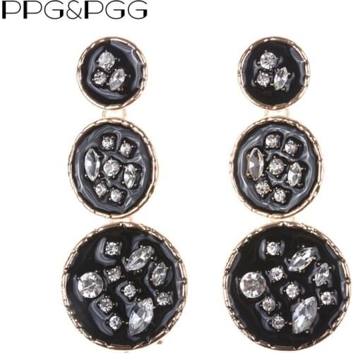 PPG&PGG New Women Fashion Long Earrings Vintage Round Pendant Wedding Gift Drop Dangle Earrings Statement Jewelry Wholesale