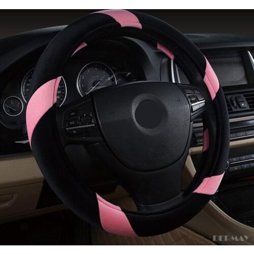 Winter Short Plush Car Steering Wheel Cover Warm Auto Steering Accessories Universal Size M 38CM Wheel Covers