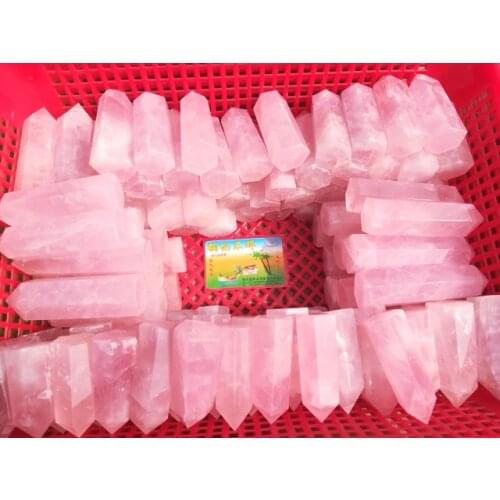 1kg Natural Rose Quartz Crystal Point Wand Pink Crystal Quartz Tower Rose Crystal Obelisk Flat Bottom Healing Crystal gemstone