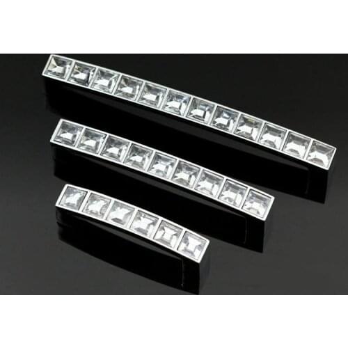 30Pcs Crystal Cabinet Handle With Zinc Alloy Chrome Metal Part(C.C.:64, Length:70mm)