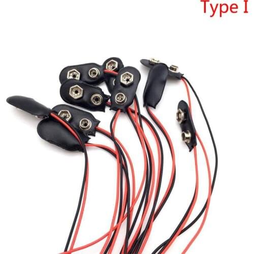 5pcs/lot 15CM PP3 MN1604 9V Battery Clips Connector Buckle T/I Type Cable Connection 9V Battery Holder Clip Snap Wire Connectors