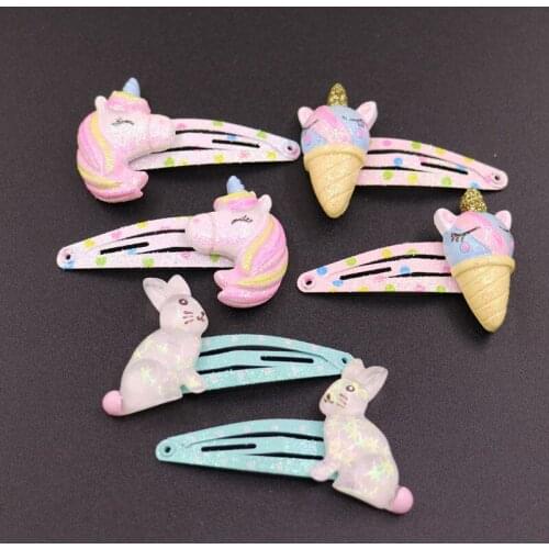 6PCS New Pony Rabbit BB Clips Cute Kids Cartoon Hairpins Baby Hair Clips Headdress Girls Hair Accessories Children Headwear